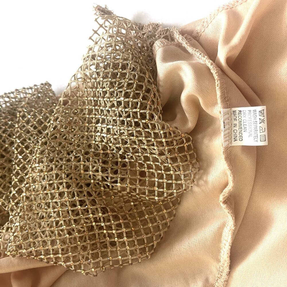 NWT Rhinestone Net Glitter Sparkly Party Club Rave Bling Low Back Maxi Dress - Picture 13 of 17